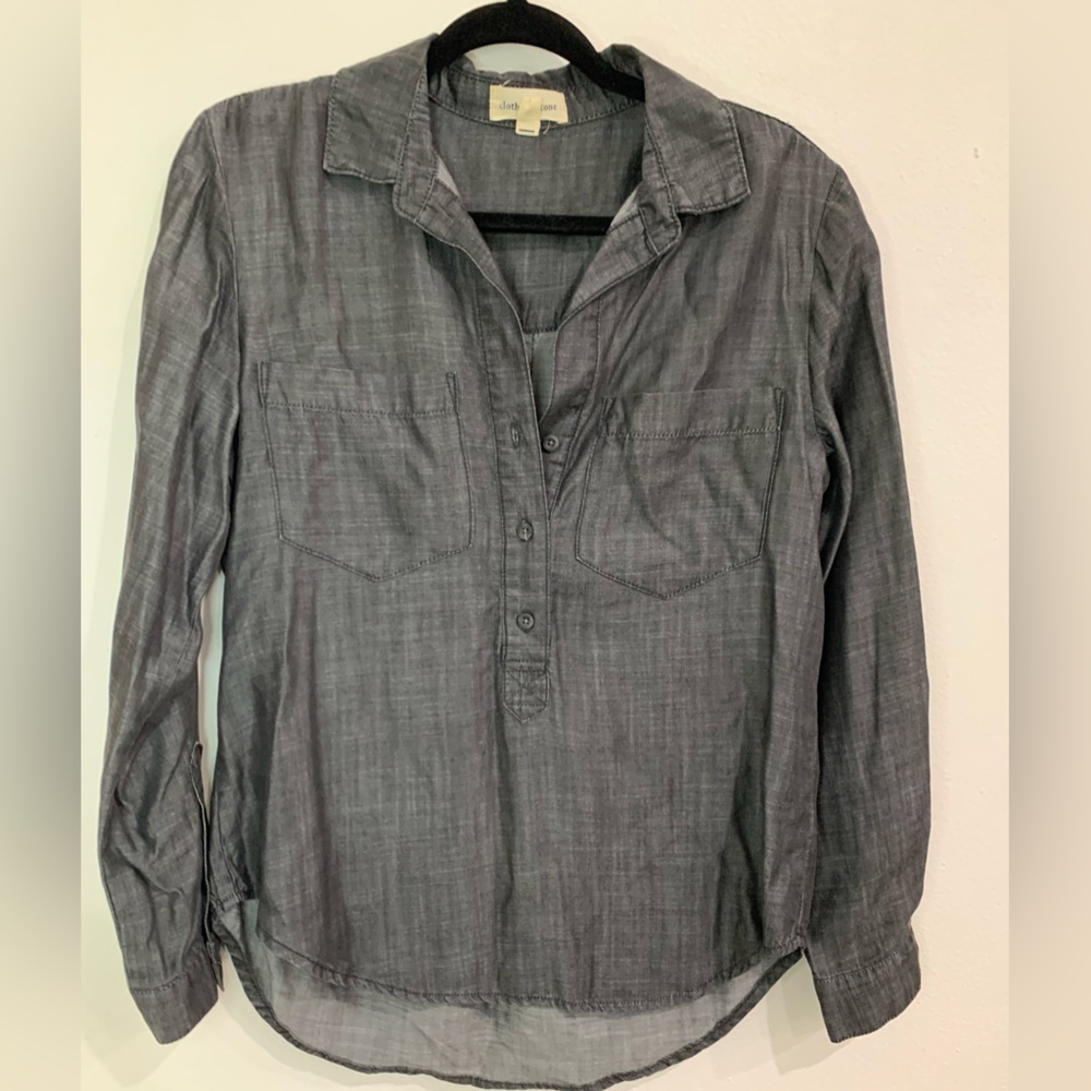 CLOTH & STONE 100% Tencel Long Sleeve  Charcoal Shirt Women’s Size Small